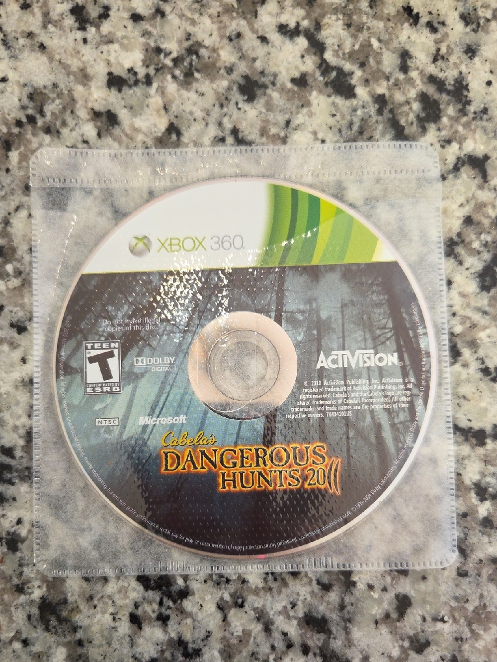 Cabela's Dangerous Hunts 2010 Xbox 360 Disc - NO CASE
